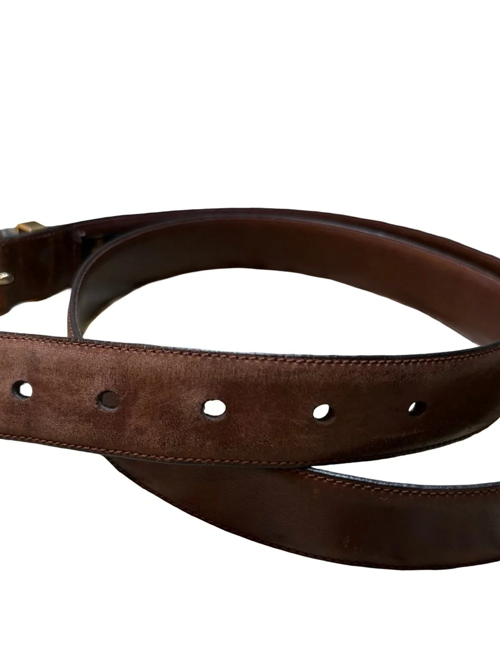 Pierre Cardin Brown Cowhide Unisex Belt with Gold Accent Buckle Size 42